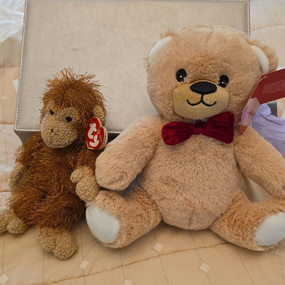 Plush Teddy Bear with Red Bow Tie